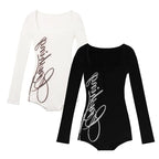 Rock Goth Chic Y2k bodysuit Harajuku Letter Print Streetwear Hiphop Body Suit Vintage Casual Long sleeve Top Punk Jumpsuit Sexy‌ - Matrix Studios