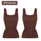 1/2 PCS Shapewear Tummy Control Tank Top Compression Tanks for Women Square Neck Seam-free Body Shaper Camisole Cami Tops - Matrix-studios.com