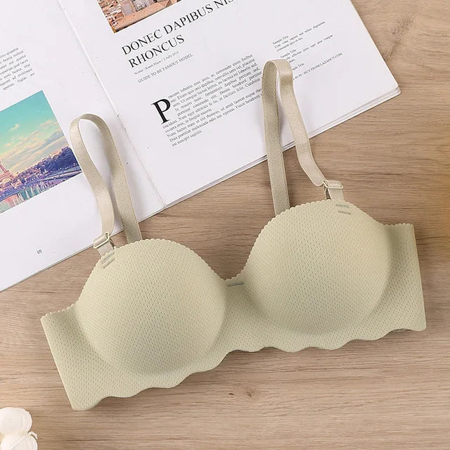Thin One-piece Seamless Women's Bra Detachable Shoulder Straps Gathered Bralette Comfortable Without Steel Ring Sleep Brassiere - Matrix Studios
