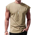 Men's Loose Short Sleeve T-Shirt round Neck Sleeveless Casual Breathable Summer Sports Basic Vest - Matrix Studios