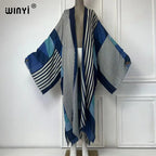 WINYI Africa Summer Fashion Kimono Maxi Dress Beach Cover Up Women Cardigan Boho Sexy Coat Geometric Print Kaftan Beach Outfits - Matrix Studios
