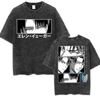 Anime Attack on Titan Vintage Washed Print T-shirt Mikasa Ackerman Eren Jaeger Wings of Freedom Logo Mens Summer Cotton T-shirts - Matrix Studios