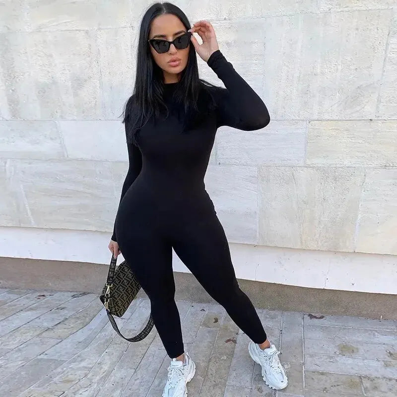 2024 Spring Women Sexy Jumpsuit Streetwear Long Sleeve Bodycon Solid Sport Fitness Jumpsuits Romper Overalls For Women Body Suit - Matrix Studios