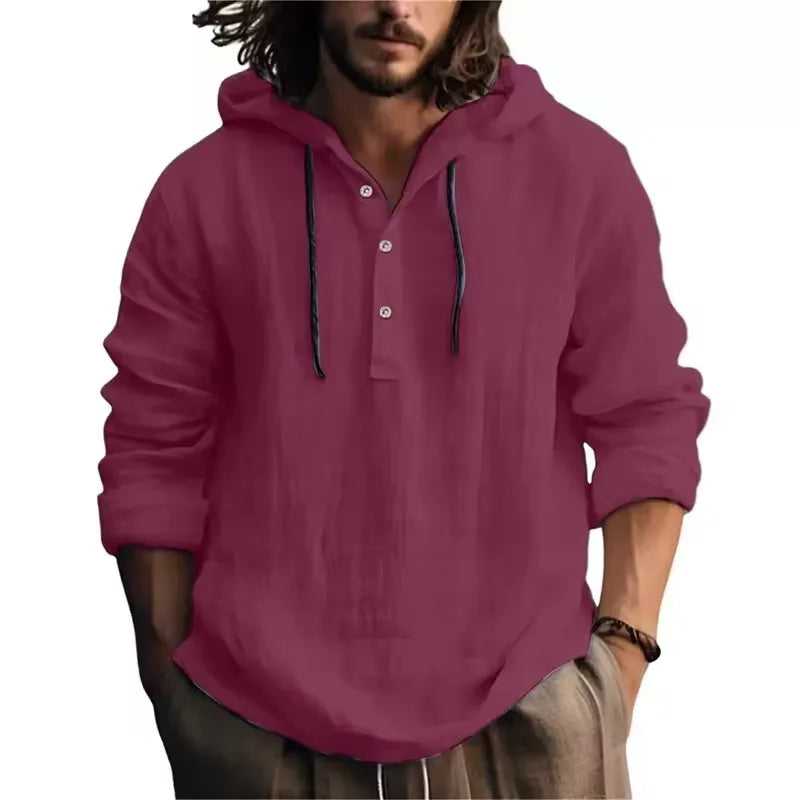 2024 New Men's Casual Blouse Cotton Linen Shirt Loose Tops Long Sleeve Tee Shirt Spring Autumn Casual Men's Shirts - Matrix Studios