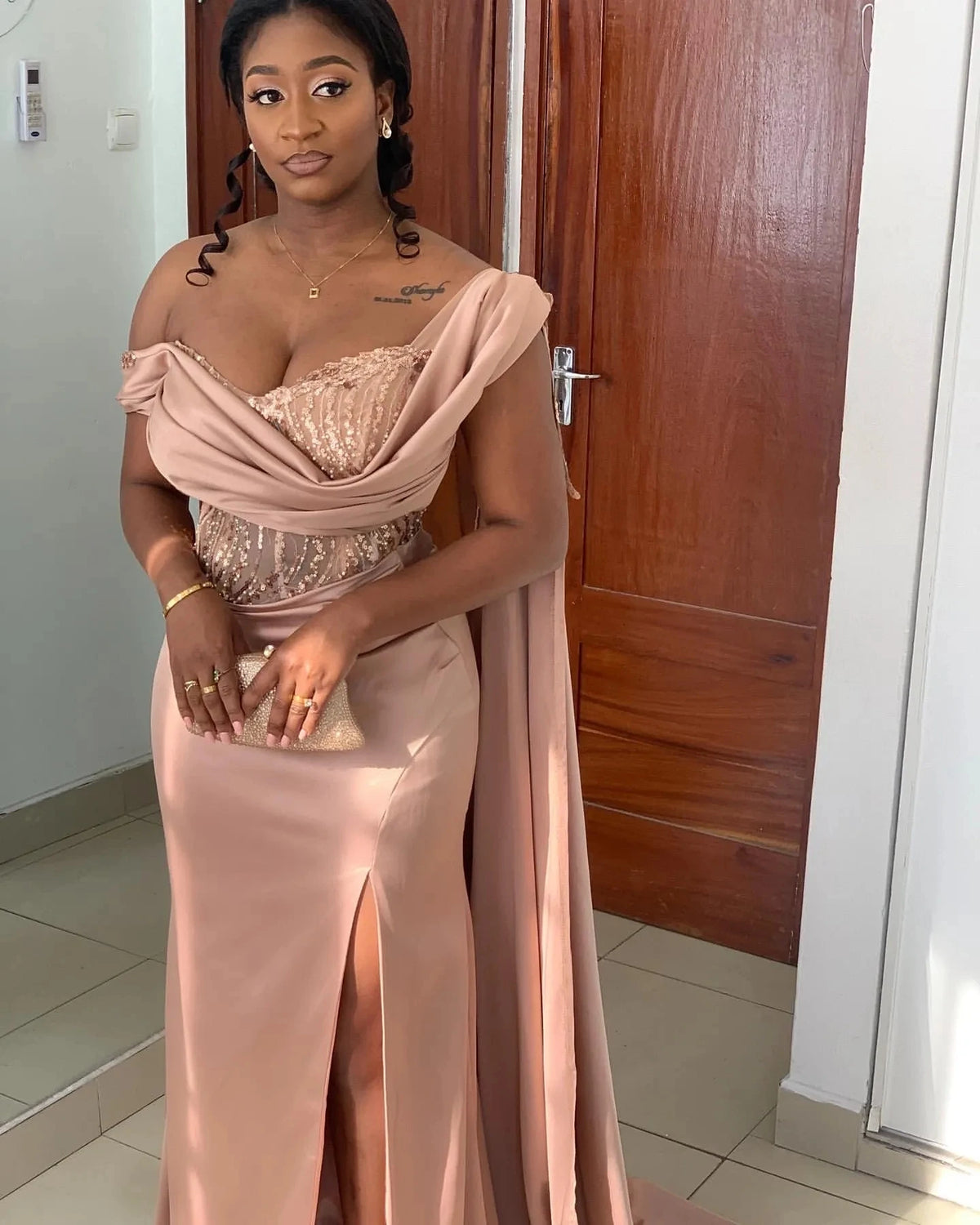 Customized Elegant Mermaid Evening dress Satin One-shoulder PROM Party Bridesmaid birthday Dress for Special occasions 2025 - Matrix Studios