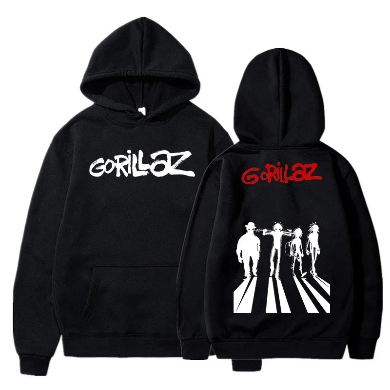 The Autumn and Winter Pullovers Long Sleeve Loose Soft Sweatshirt Streetwear Coat Gorillaz Printing Women and Men Hoode - Matrix Studios