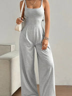 Women's Casual Halter Jumpsuit Spring and Summer Daily Solid Slim-Fit Backless Sleeveless Jumpsuit Lady's Floor-Length Trousers - Matrix Studios