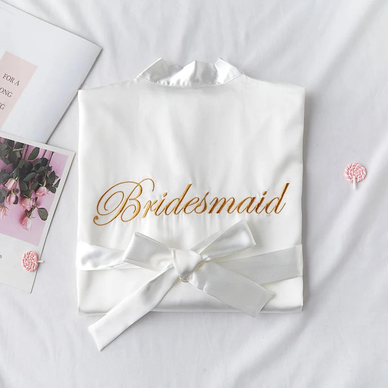 Wedding Bride Bridesmaid Robe Dressing Gown Sexy Women Bathrobe Nightgown Short Sleepwear Casual Flower Kimono Geisha M L XL - Matrix-studios.com
