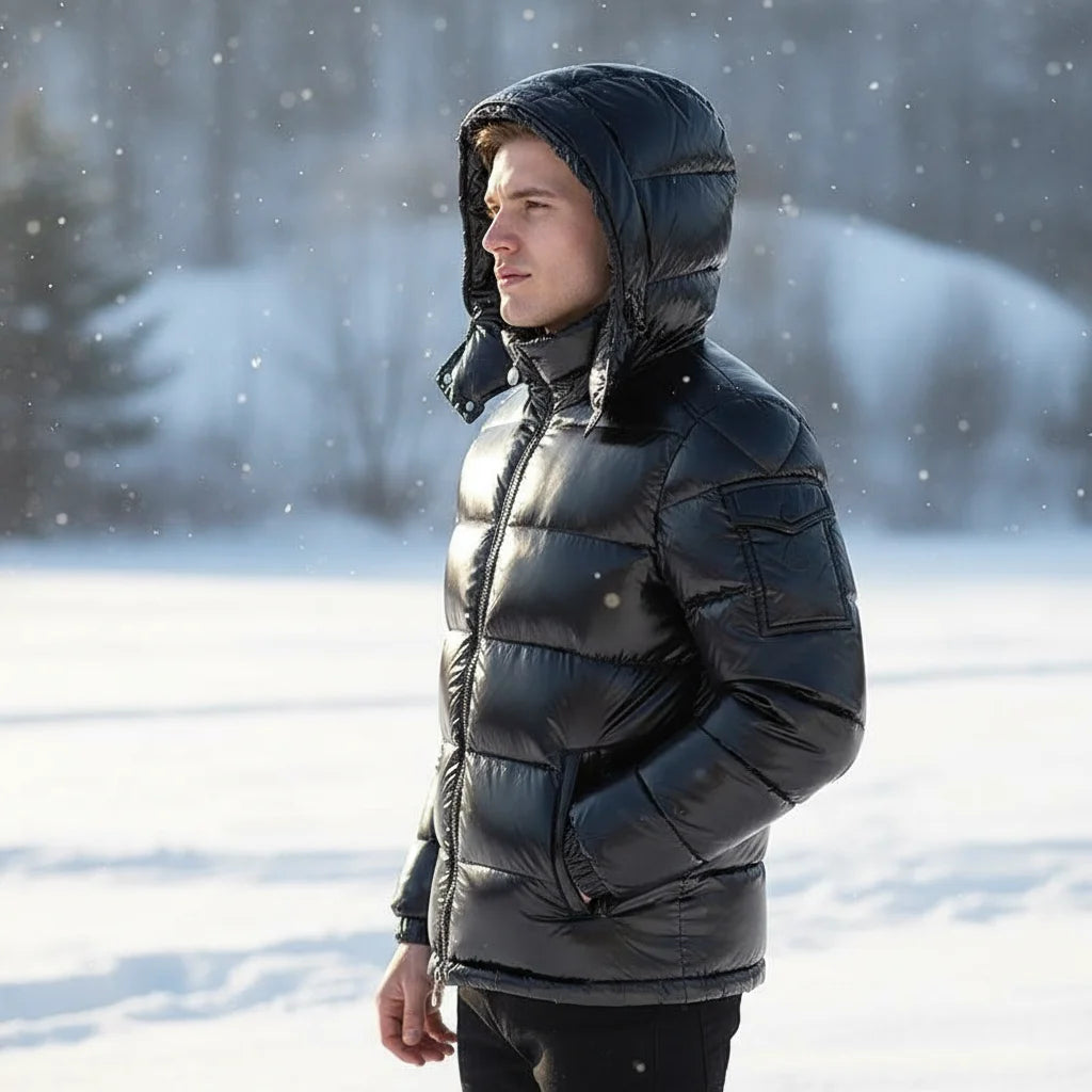 Winter Mens Shiny Down Parkas Coats Man Mountain Ski Cotton Thermal Coats Men Thick Windbreaker Hooded Jacket Clothing - Matrix Studios