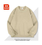 2026 Burgundy 500g Heavyweight Fleece-Lined Crew Neck Sweatshirt Unisex Autumn Winter Base Shirt Pullover Loose Top - Matrix Studios
