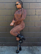 Hugcitar Long Sleeve Solid Turtleneck Skinny Bodycon Jumpsuit Autumn Winter Women Fashion Streetwear Casual Romper - Matrix Studios