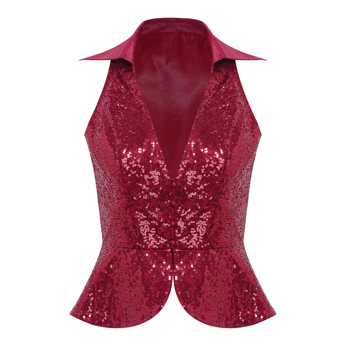 Womens Sequin Vest Lapel Sparkly Cosutme Sleeveless Vests Nightclub Jazz Dance Party Dressy Tops Rave Music Festival Waistcoat - Matrix Studios