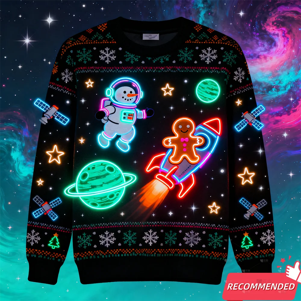 Fake Neon Light 3D Printed Ugly Xmas Sweater For Women Men Clothes Merry Christmas Snowman Funny Santa Jesus Pullovers Tracksuit - Matrix Studios