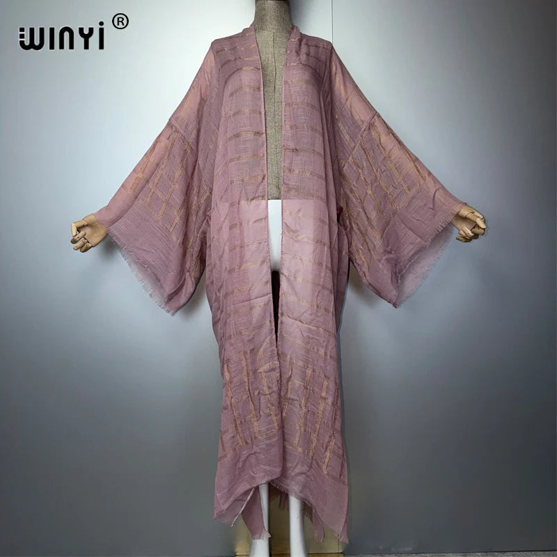 WINYI Monochrome Fashion Cardigan Middle East Abaya Dubai Luxury Holiday Party Dress Muslim Woman Fashion Open Front Caftan - Matrix-studios.com