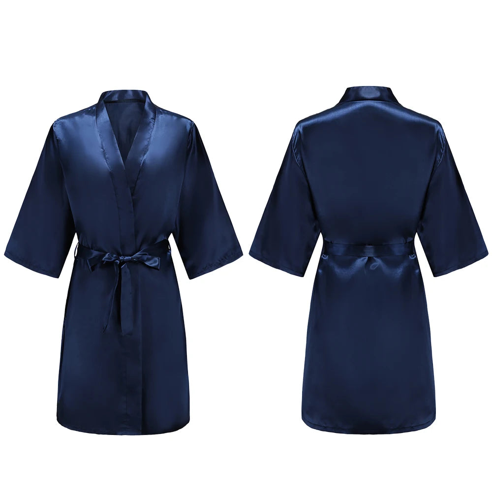 Women's Pure Short Silky Robes Bridesmaid Bride Party Satin Robes Sleepwear