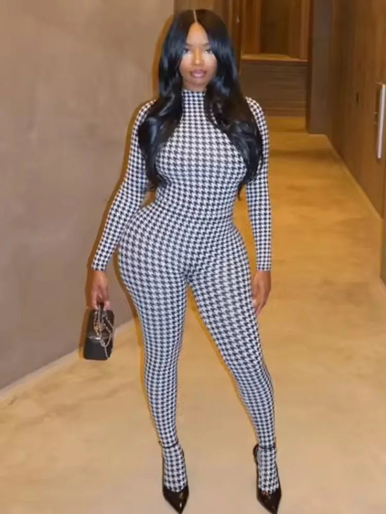 Weird Puss Sexy Foot Jumpsuit Women Snake Print Autumn Trend o-Neck Full Sleeve Stretch Skinny Street Clubwear Zip Slim Overalls - Matrix Studios