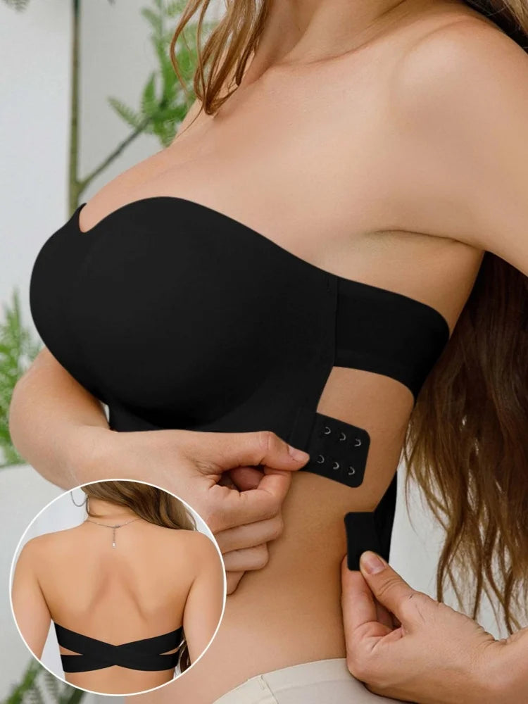 Women's Strapless Bra Sexy Hollow Backless Magic Bandage Seamless One-piece Underwear Wedding Invisible Slip-proof Brassiere - Matrix Studios