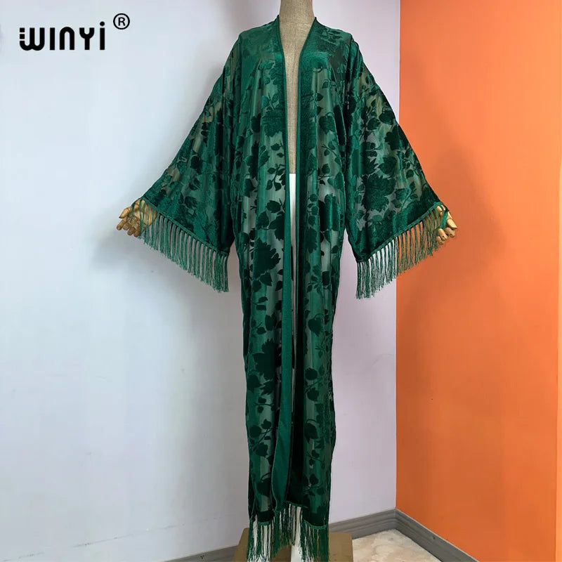 WINYI Kimono Perspective Sexy Cardigan Bikini Cover-up Holiday Maxi Beach Swimsuit Evening Party Dress Vestidos Fashion Kaftan - Matrix Studios