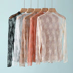 New Women Floral Lace Shirt Spring Autumn Long Sleeve Sexy Mesh Bottoming Shirts Mock Neck Blouse T-Shirt Pullover Top - Matrix-studios.com