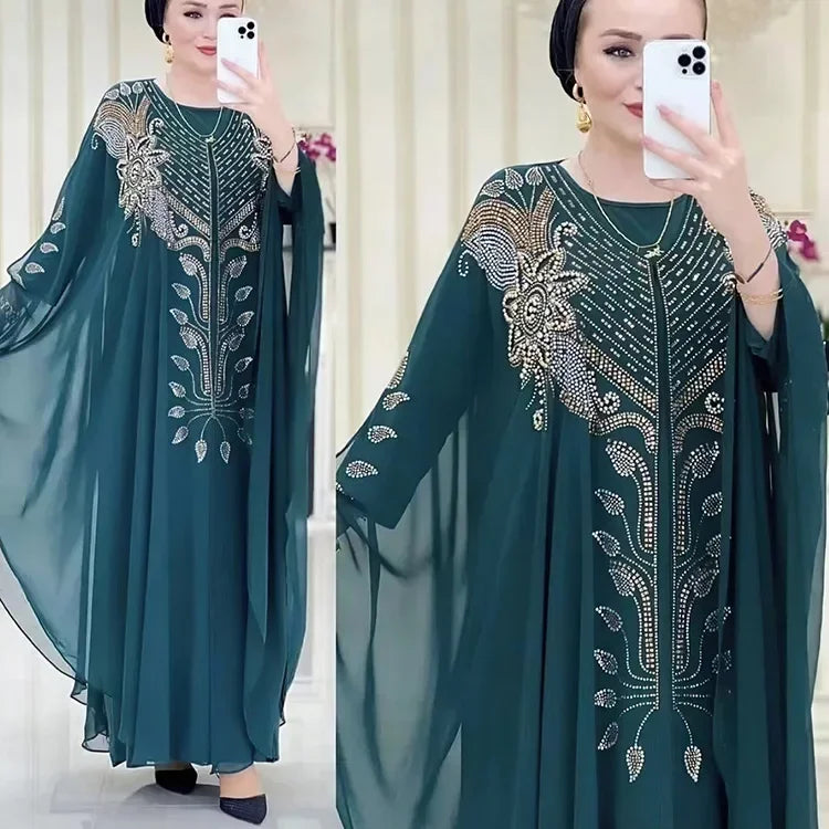 Abayas For Women Dubai Luxury 2024 Chiffon Boubou Muslim Fashion Dress Caftan Marocain Wedding Party Occasions Djellaba Femme - Matrix-studios.com