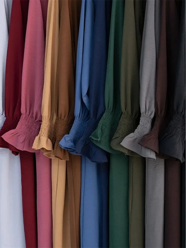 Eid Jersey Solid Modest Under Abaya Dubai 2024 Palestine Women Islamic Clothing Muslim Kaftan Inner Dresses Robe Femme Musulmane - Matrix-studios.com