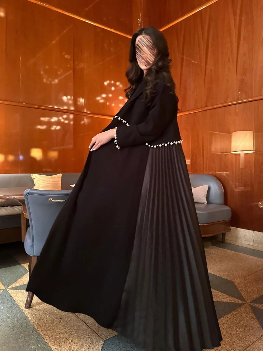 Eid Muslim Pearl Abaya for Women Beading Ramadan Cardigan Pleated Long Dress Morocco Kaftan Long Abayas Dubai Robe Jalabiya 2024 - Matrix-studios.com