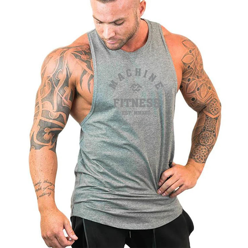MACHINE FITNESS JUST GYM Bodybuilding Tank Top Mens Workout Vest Cotton Sleeveless shirt Jogger clothing Muscle Stringer Singlet - Matrix Studios