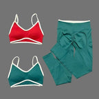 2Pcs HISTELLO Women's Seamless Yoga Fitness Set Ignite Sculpt Scrunch Leggings Strappy Halter Bra Gym Sports Fitness Outfit - Matrix-studios.com