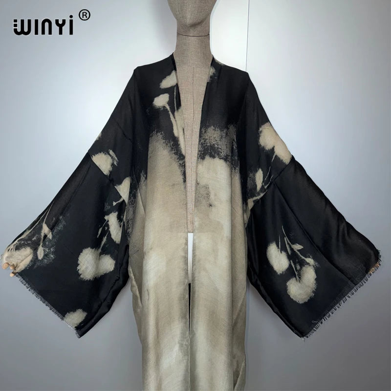 WINYI Africa Kimono Maxi Dress Beach Cover Up Cardigan Boho Casual Coats Print Kaftan Beach Outfits Kaftan Dresses Muslim Womens - Matrix Studios