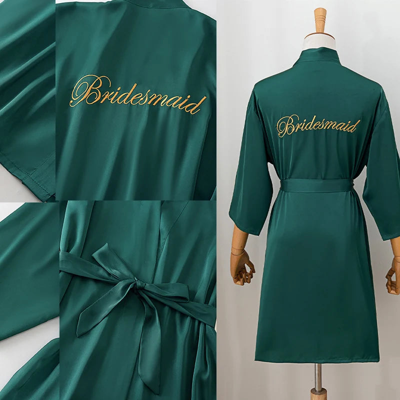 Wedding Bride Bridesmaid Robe Dressing Gown Sexy Women Bathrobe Nightgown Short Sleepwear Casual Flower Kimono Geisha M L XL - Matrix-studios.com