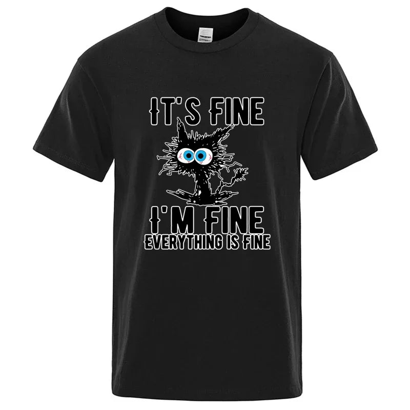 Men's High Quality T-shirt Cotton Blend Funny Cool Cat Printed T-shirt Casual Men Short Sleeve T-shirt for Men T-Shirt Male Top - Matrix Studios
