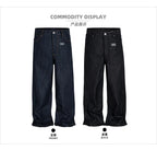 MIJKO Black Blue Mens Baggy Jeans Straight Solid Color Cleanfit Loose Casual Denim Trousers Unisex Cargo Pants ZJ090 - Matrix Studios