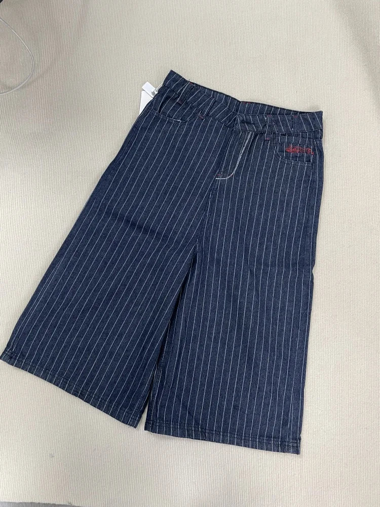 Women's Light Blue Calf Length Cargo Jeans Harajuku Y2k Baggy Denim Trousers Japanese 2000s Oversize Jean Pants Vintage Clothes - Matrix-studios.com