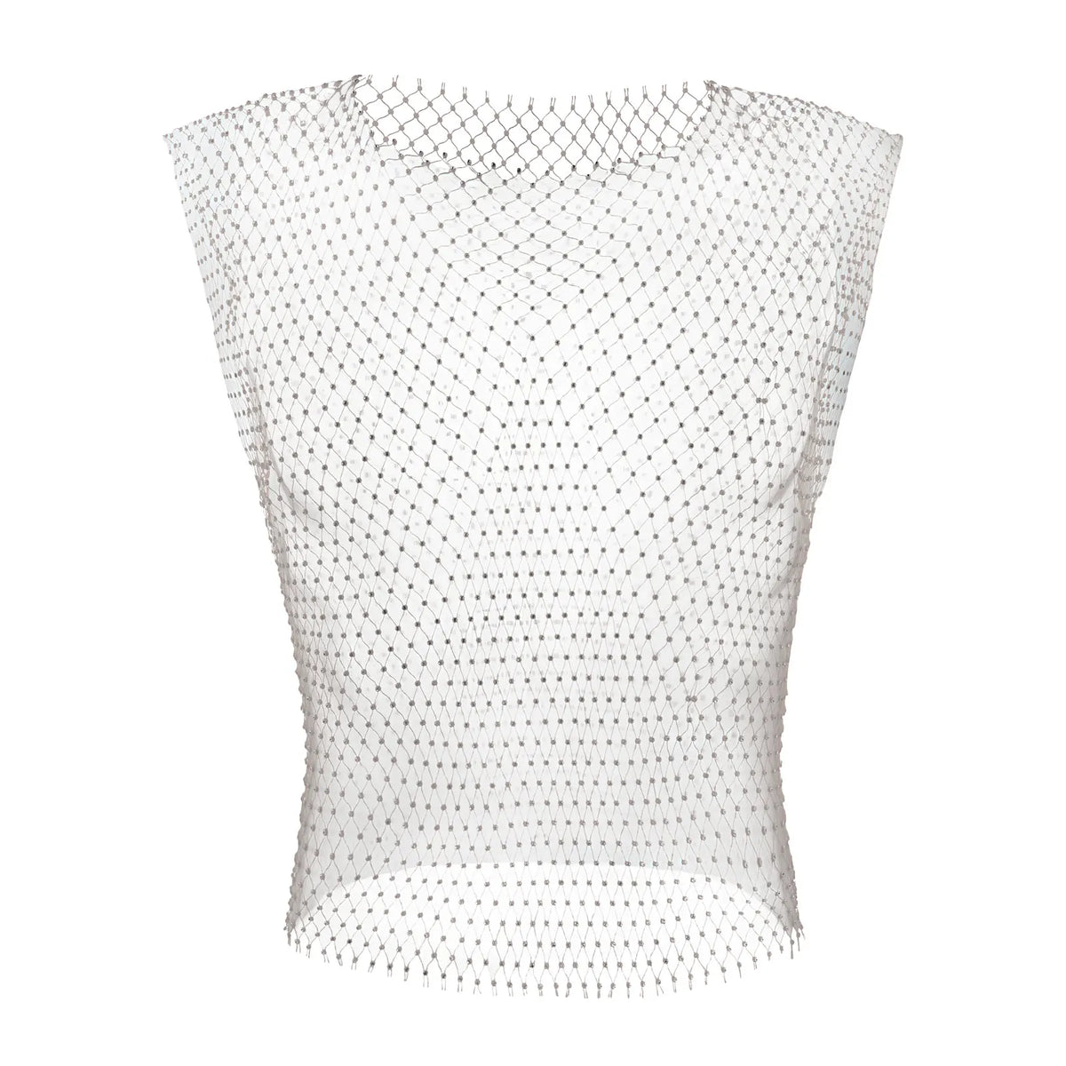 Men Sexy Tank Tops Fishnet Rhinestone Shiny Hollow Vest Man Mesh See-Through Sleeveless T-Shirt Transparent Clothing - Matrix Studios