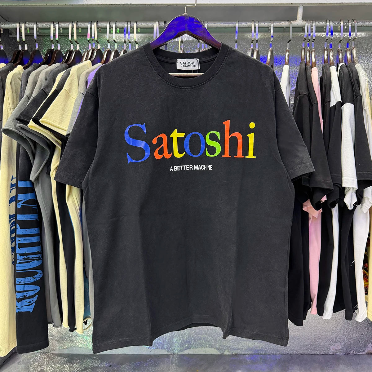 Free shipping New Satoshi Nakamoto fashion T-shirt hotfix rhinestone and Printed with Washed Oversized 100% cotton Men Women T-shirts Y2K Fashion streetwear - Matrix-studios.com