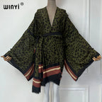 WINYI New Leopard Print Semi-Perspective Sexy Cardigan African Beach Wear Cover-Ups Kimono Beach Outfits for Women Holiday Dress - Matrix Studios