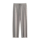 2026 Women Ankle-Length Wide Leg Pants Casual Summer Solid Elastic Waist Loose Ice Silk Pants Spring Summer Female Trousers - Matrix-studios.com