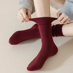 1pair Women's Ankola Red Socks Autumn Winter Knitting Solid Color Japanese Middle Tube Stockings Middle Tube Socks - Matrix Studios