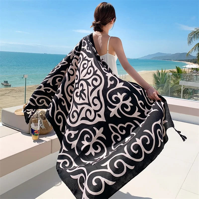 20 Styles 90x180cm Cotton Linen Summer Beach Dress Bikini Cover-ups Sarong Wrap Scarf Women Brazilian Swimsuit Bathing Cover Up - Matrix Studios
