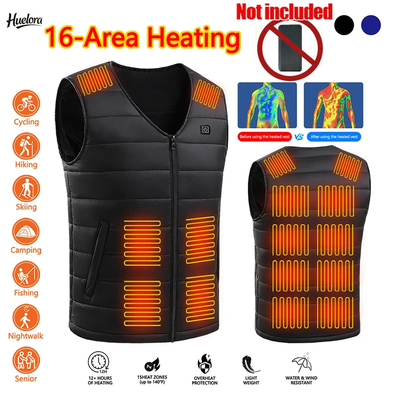 16 Areas Heated Vest Heating Men Warm Waistcoat Women Heat Jacket Winter Constant Heating Vest (Not Included The Power Bank) - Matrix Studios