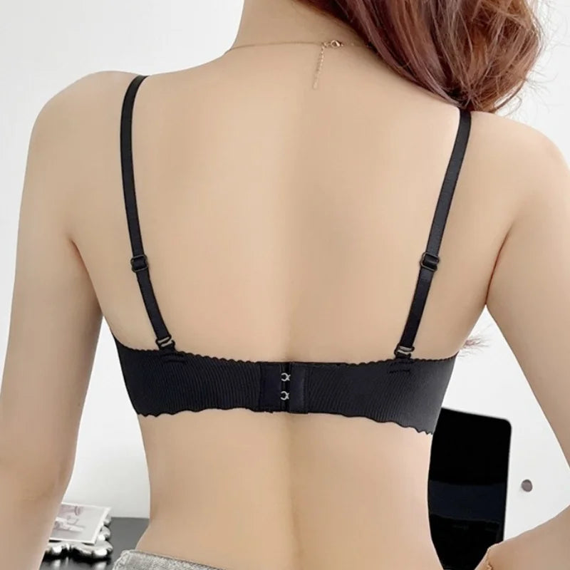 Sexy Push-Up Seamless Bra Women's Non-wire Ribbed Bralette Soft Fixed Half-Cup Underwear Invisible Bra Small Chest Lingerie S-XL - Matrix Studios