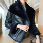 Autumn 2026 Winter New Fur One Leather Jacket Women's Overcoat Thicke Warm Leather Parka Coat Spliced Fashion Slim Fur Jacket - Matrix Studios