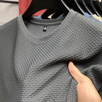 Summer Mesh Ice Silk T-shirt Men's Short Sleeve Round Neck 2026 New Half Sleeve Men Thin Solid Color Tees Top - Matrix Studios