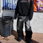 American Retro Patterned Alphabet Men Jeans Personalized Street Clothing Y2K Goth Men and Women Fashion Casual Pants - Matrix Studios