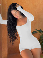 Hugcitar Long Sleeves Backless Solid Lace Up Sexy Slim Skinny Playsuit 2024 Fall Women Fashion Y2K Streetwear Party Club Rompe - Matrix Studios