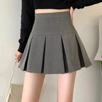 Vintage Gray Pleated Skirt Women Kawaii High Waist Mini Skirts Korean Fashion School Uniform Harajuku Streetwear Spring - Matrix-studios.com