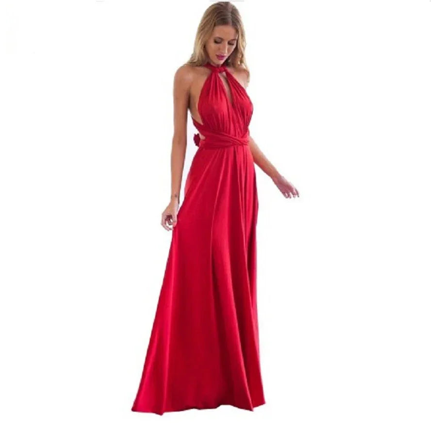 Fashion Multi-worn V-neck Vestidos De Fiesta Women Long Dress Sexy Strapped Lady Summer Maxi Dress - Matrix-studios.com