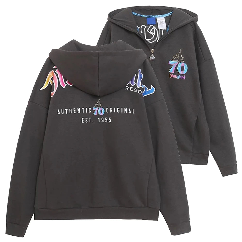 Disney World Castle Letter Magic Mickey Mouse Cartoon Print Embroidery Fleece Sweatshirt Women Hooded Zipper VELOUR Jumper Top - Matrix Studios