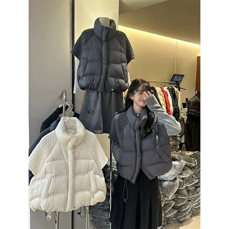ZAROY Women's Cotton Vest Jacket Autumn Winter Loose Casual Stand Collar Pocket Puffer Waistcoat Coat Trendy Outerwear куртка - Matrix Studios