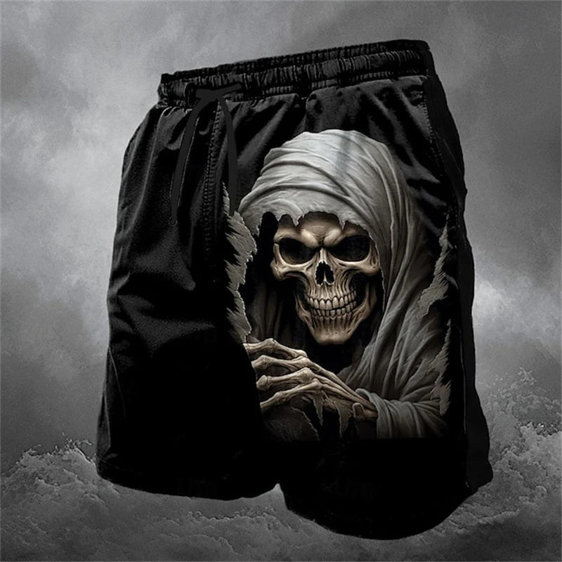 Fashion Horror Skull Pattern Beach Shorts For Men Fashion Summer 3D Printed Swim Trunks Loose Streetwear Hip Hop Short Pants